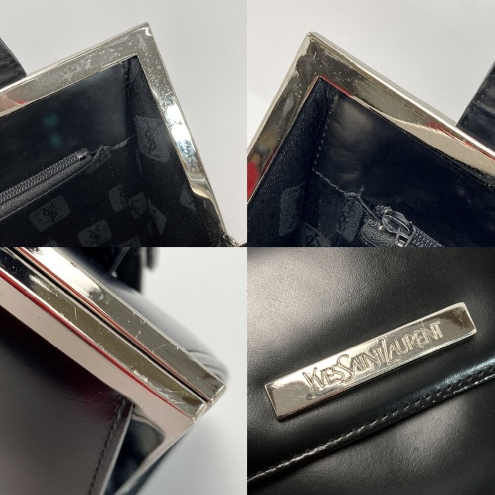 Yves Saint Laurent Clasp Handbag Black Leather Hotei - Picture 5 of 9